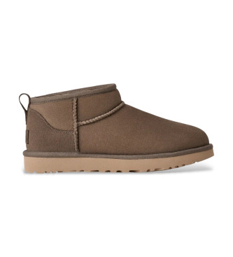 UGG para mujer. 1116109 Botines de Piel Classic Ultra Mini marrón verdoso (38), Plano, Ninguno, Casual