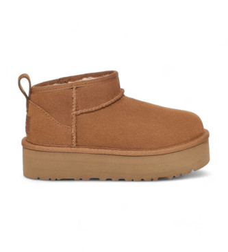 UGG para niña. 1157791K Botines de Piel Classic Ultra Mini Platform marrón (36), 3 a 5cm, Ninguno, Casual, Homewear, moda infantil