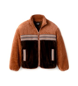 UGG para mujer. 1142550 Chaqueta Marlene de Borreguillo marrón (L), Casual, Poliéster, Manga larga