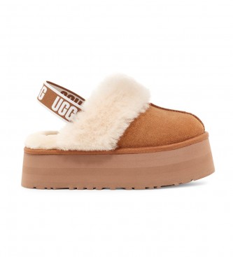 UGG para mujer. 1113474 Zapatillas de piel W Funkette marrón (40), Plano, Ninguno, Casual, Homewear