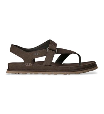 UGG para mujer. 1175134 Sandalias de piel GoldenGaze Toe Post marrón (41), Plano, Velcro, Casual