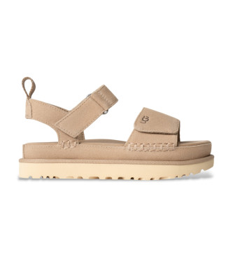 UGG para mujer. 1136783 Sandalias de piel Goldenstar beige (41), Plano, Velcro, Casual