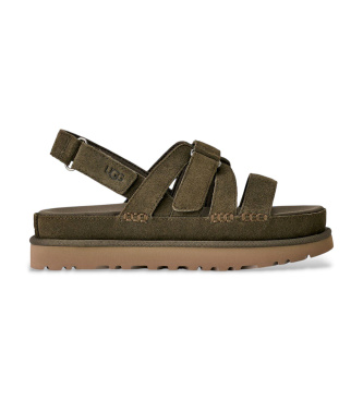 Para mujer. 1175122 Sandalias de piel Goldenstar Gleam oliva (38), Plano, Ante, Velcro, Casual