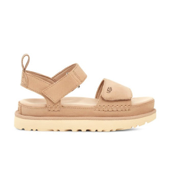 UGG para mujer. 1136783 Sandalias de Piel Goldenstar marrón claro (40), Plano, Velcro, Casual