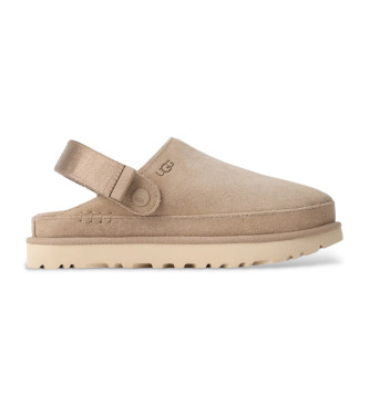 UGG para mujer. 1138252 Zuecos de piel Goldenstar beige (40), Plano, Velcro, Casual