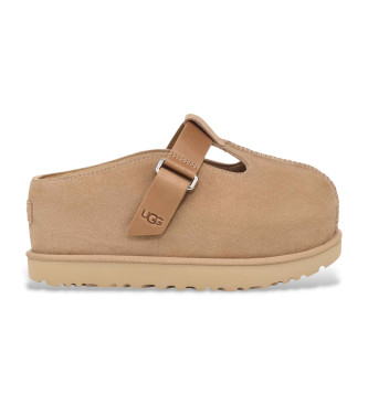 UGG para mujer. 1167550 Zuecos de piel Goldenstar Hi Clog beige (41), Plano, Velcro, Casual