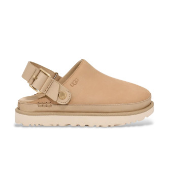 UGG para mujer. 1169590 Zuecos de Piel Goldenstar Villa marrón claro (39), 1 a 3cm, Hebilla, Casual