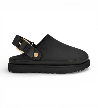 UGG para mujer. 1169590 Zuecos de Piel Goldenstar Villa negro (37), Plano, Hebilla, Casual