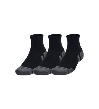 Under Armour unisex. 1379528 Paquete de 3 calcetines de algodón negro (M), Homewear, Deportivo, Running, Multideporte
