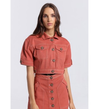 Victorio & Lucchino, V&L para mujer. 3591737 Cazadora tejana con botones naranja (S), Casual, Algodón, Manga corta