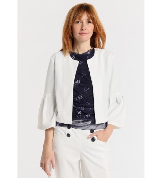 Victorio & Lucchino, V&L para mujer. 370028028 Chaqueta abierta con volantes en las mangas blanco (XL), Casual, Poliéster, Manga larga