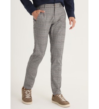 Victorio & Lucchino, V&L para hombre. 600057055 Pantalones Chino Slim - Tiro Medio estampado de cuadros gris (30), Casual, Algodón, Clásico,