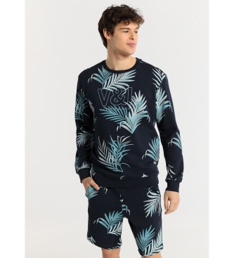 Victorio & Lucchino, V&L para hombre. 660007005 Sudadera cuello caja con estampado de palmeras (XL), Casual, Algodón, Manga larga