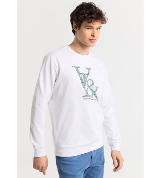 Victorio & Lucchino, V&L para hombre. 660027025 Sudadera cuello caja con grafica V&L en el pecho blanco (L), Casual, Algodón, Manga larga