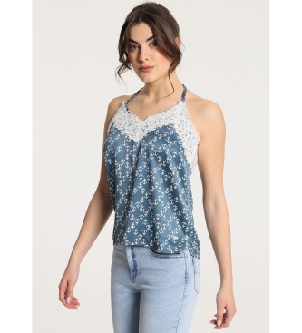 Victorio & Lucchino, V&L para mujer. 330078020 Top lencero azul (L), Casual, Viscosa, Sin mangas / Tirantes