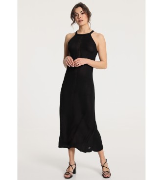 Victorio & Lucchino, V&L para mujer. 340108023 Vestido largo con escote halter negro (M), Casual, Acrílico, Viscosa, Sin mangas / Tirantes