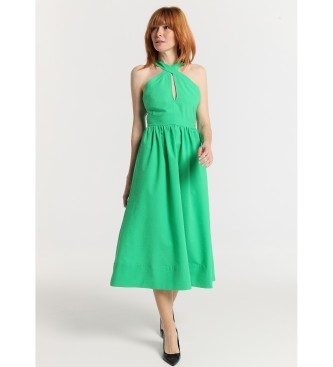 Victorio & Lucchino, V&L para mujer. 340028005 Vestido midi con escote cruzado verde (M), Casual, Algodón, Sin mangas / Tirantes