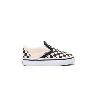 Vans unisex para niños. VN000EX8BWW1 Zapatillas Checkboard Classic Slip-On blanco, negro (17.5), Tela, Plano, Ninguno, Casual, moda infantil