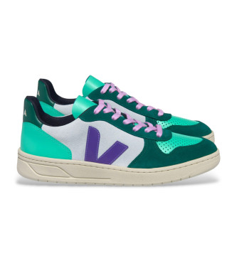 Veja Para Mujer. VX0303670 Zapatillas De Piel V-10 Verde (38), Plano, Cordones, Casual-image