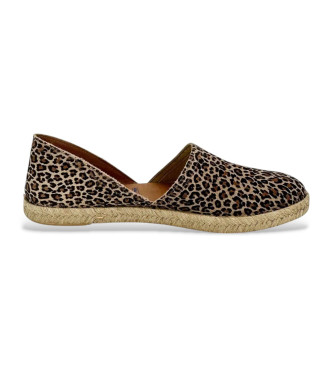 Verbenas para mujer. 0300580181 Alpargatas de Piel Carmen Nucleo animalprint (36), Marrón, Plano, Ninguno, Casual, Animal print