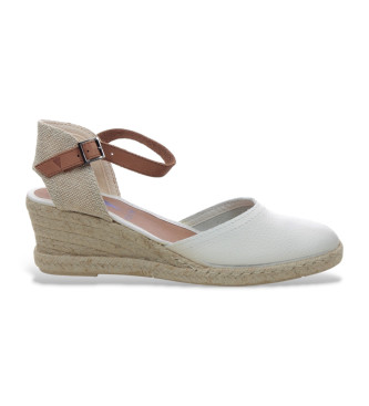 Verbenas para mujer. 0601540373 Alpargatas de Piel Malena blanco (39), 5 a 8cm, Hebilla, Casual