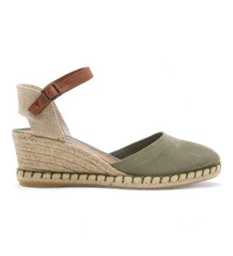 Verbenas para mujer. 0601540001 Sandalias de serraje Malena verde (41), 3 a 5cm, Hebilla, Casual, Verbenas outlet 2024.