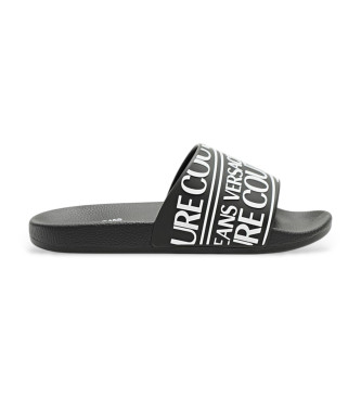 Versace Jeans Couturevoor mannen. 78YA3SQ1-71352 Teenslippers logo bovenkant zwart (44), Plat, Geen, Casual, Strandkleding