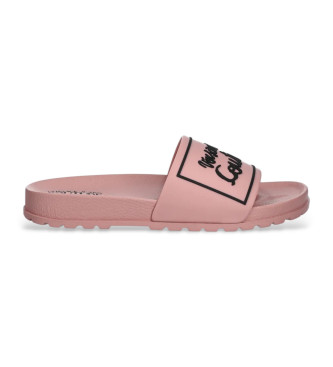 Versace Jeans Couture para mujer. 78VA3SQ2-71352 Chanclas logotipo rosa (37), Plano, Ninguno, Casual, Beachwear