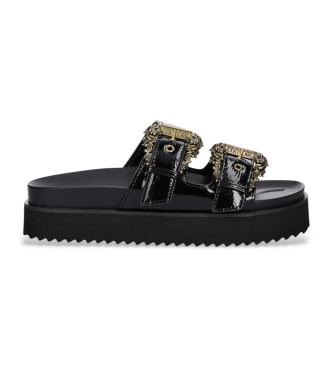 Versace Jeans Couture unisex. 78VA3SM1-ZS539 Sandálias com duas tiras pretas (36), Preto, 3 a 5cm, Nenhum, Casual
