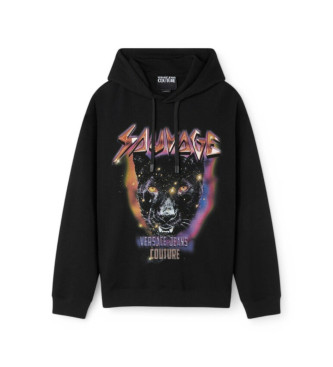 Versace Jeans Couture para hombre. 78GAIC04-CF00C Sudadera con capucha Sauvage de corte holgado negro (M), Casual, Algodón