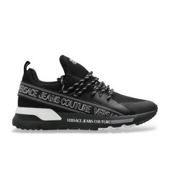 Versace Jeans Couture para hombre. 78YA3SA3-ZSC65 Zapatillas con logo impreso negro (40), Plano, Cordones, Casual