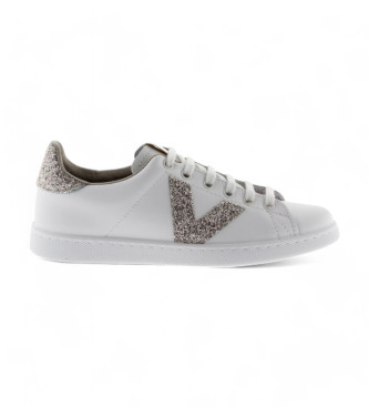 Victoriavoor vrouwen. 1125188 Leren sneakers Tennis & Chips Glitter wit (39), Leer, Plat, Veters, Casual