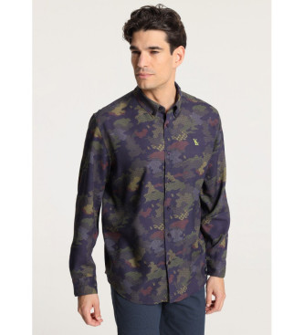 Victorio & Lucchino, V&L para hombre. 640037018 Camisa con estampado camuflaje marino (XXL), Casual, Viscosa, Manga larga