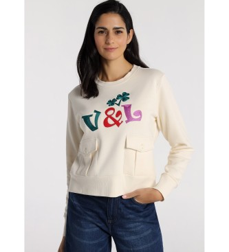 Victorio & Lucchino, V&Lvoor vrouwen. 3507671 Sweatshirt met witte kraag (XS), Casual, Katoen, Lange mouwen