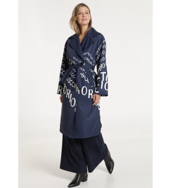 Victorio & Lucchino, V&Lvoor vrouwen. 390068161 Trenchcoat met marine opdruk (2 = S), Casual, Polyester, Marineblauw