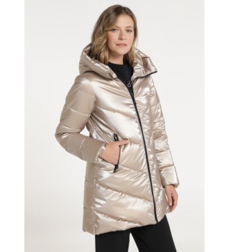 Victorio & Lucchino, V&Lvoor vrouwen. 390108203 Waterdichte laag met goudmetallic effect (L), Goudkleurig, Casual, Polyester