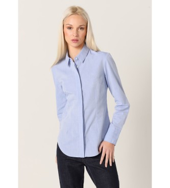 Victorio & Lucchino, V&L para mujer. 3651780 Camisa manga larga con estructura fil a fil azul (XXL), Casual, Algodón, Victorio & Lucchino, V