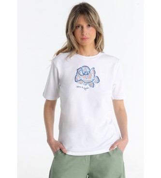 Victorio & Lucchino, V&L para mujer. 320408145 Camiseta rosa troquelada strass blanco (XL), Casual, Algodón, Manga corta