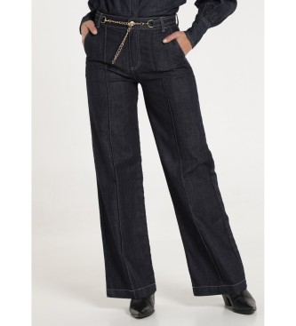 Victorio & Lucchino, V&L para mujer. 300228163 Jeans Straight detalle cadena marino (34), Azul, Casual, Algodón, Denim