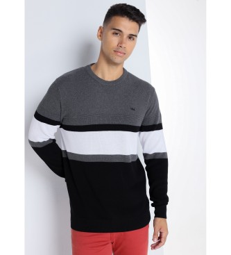 Victorio & Lucchino, V&L para hombre. 4642593 Jersey con franjas negro, gris (M), Casual, Algodón, Manga larga