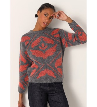 Victorio & Lucchino, V&L para hombre. 3645776 Jersey cuello caja de tipo greca gris (XL), Casual, Acrílico, Manga larga