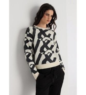 Jersey estampado logo blanco roto (M), Casual, Acrílico, Manga larga