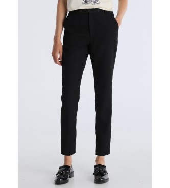 Victorio & Lucchino, V&L para mujer. 300238169 Pantalón chino con textura negro (28), Casual, Poliéster