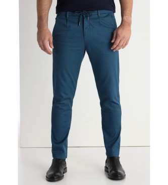 Victorio & Lucchino, V&L para hombre. 600117084 Pantalon chino de pinzas con goma en la cintura azul (36), Casual, Algodón