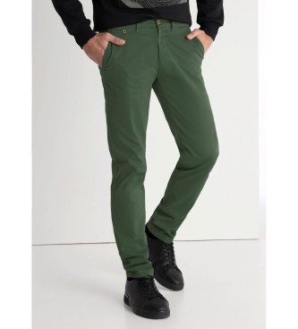 Victorio & Lucchino, V&L para hombre. 600047129 Pantalón chino tejido satén verde (34), Casual, Algodón