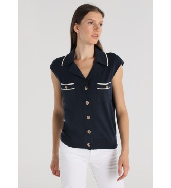 Victorio & Lucchino, V&L para mujer. 350138130 Polo Manga corta con botones heraldicos azul (L), Casual, Algodón
