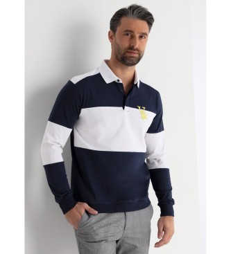 Victorio & Lucchino, V&L para hombre. 630207107 Polo de manga larga a rayas con el logo bordado en 3D marino (S), Casual, Algodón