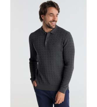 Victorio & Lucchino, V&L para hombre. 630227122 Polo de punto cable gris (XXL), Casual, Algodón, Manga larga