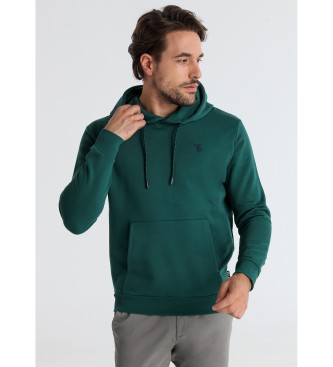 Victorio & Lucchino, V&L para hombre. 660217123 Sudadera básica kanguro logo bordado verde (S), Casual, Algodón, Manga larga
