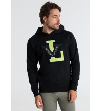 Victorio & Lucchino, V&L para hombre. 660077103 Sudadera manga ranglán con aplicación negro (L), Casual, Algodón, Manga larga